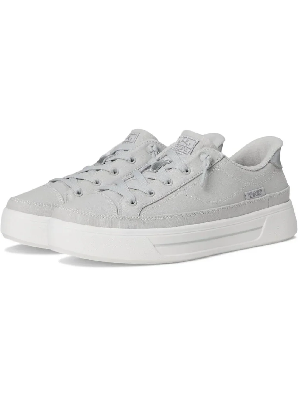 Women's Light Grey Tennis Shoes Classic Pull On Low Top Athletic Running Sneaker